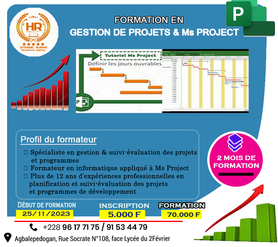 CERTIFICAT PROFESSIONNEL EN GESTION DE PROJETS & MS PROJECT (Edition 2023)